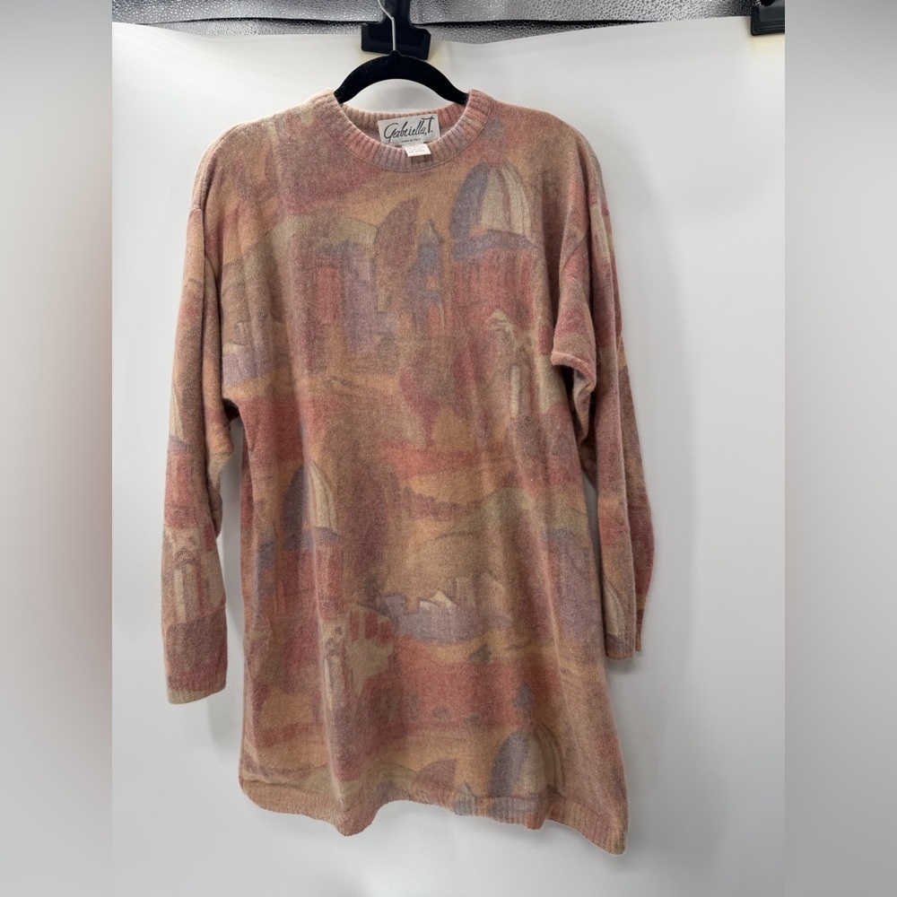 Gabriella T Vintage Angora City Scape Sweater angora wool made in Italy excellen